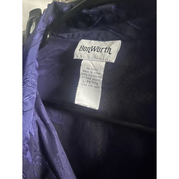 VINTAGE Bonworth Sheer Patterned Purple Button Down Blouse L - Picture 6 of 6